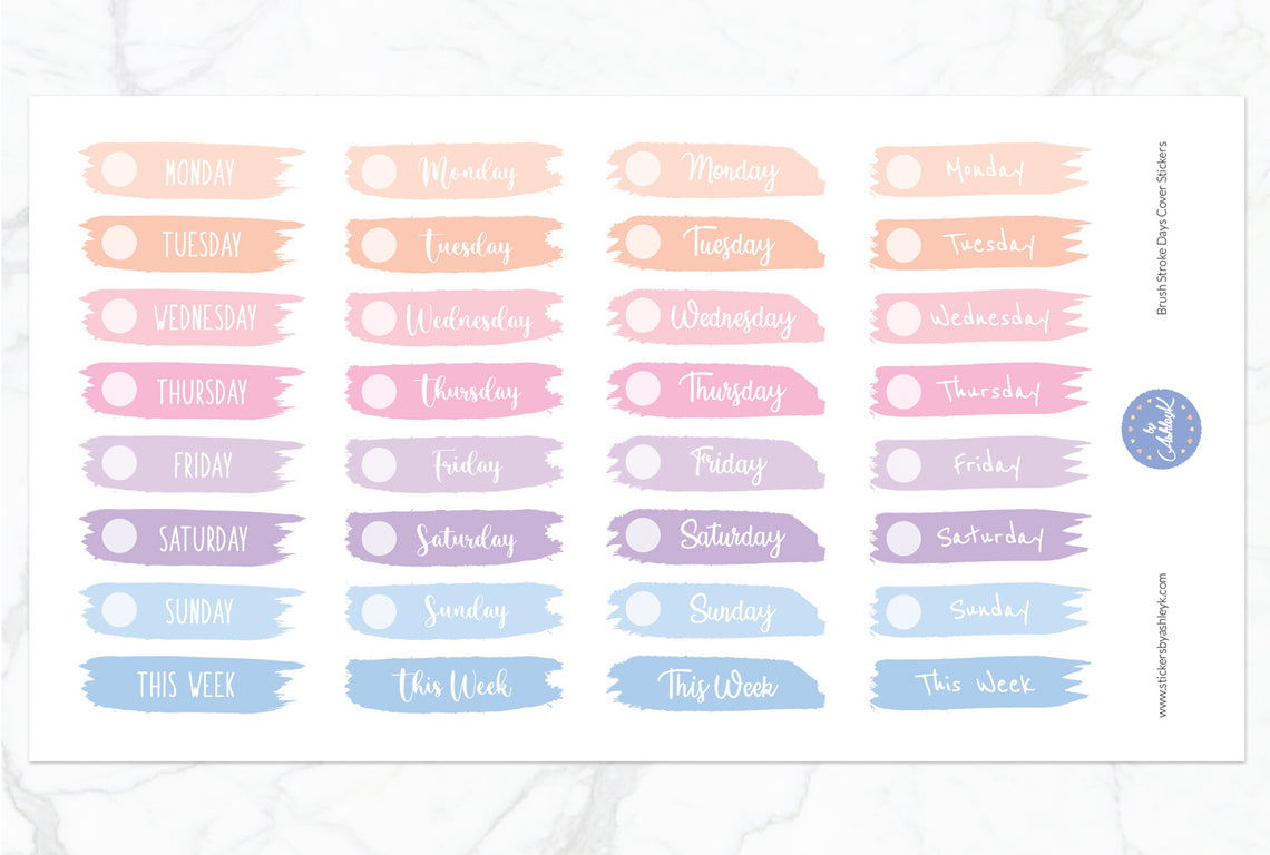Brush Stroke Days Cover Planner Stickers - Pastel Sunset