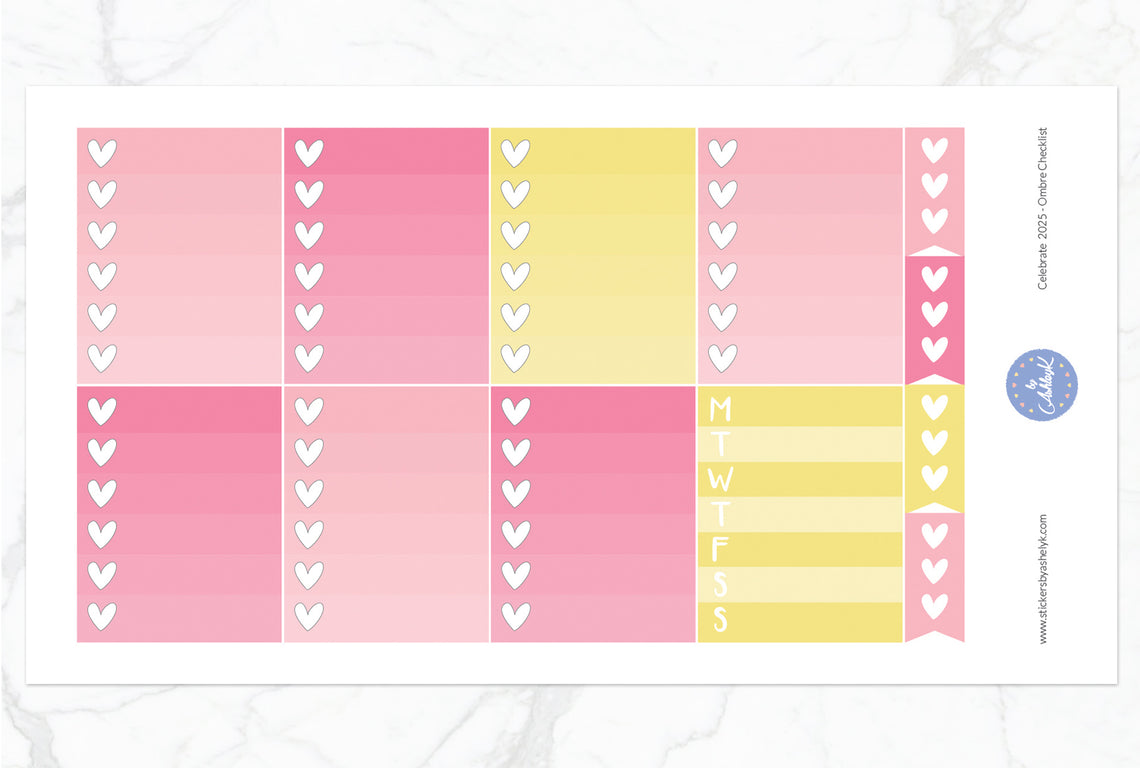 Celebrate 2026 Weekly Kit  - Ombre Checklist Sheet