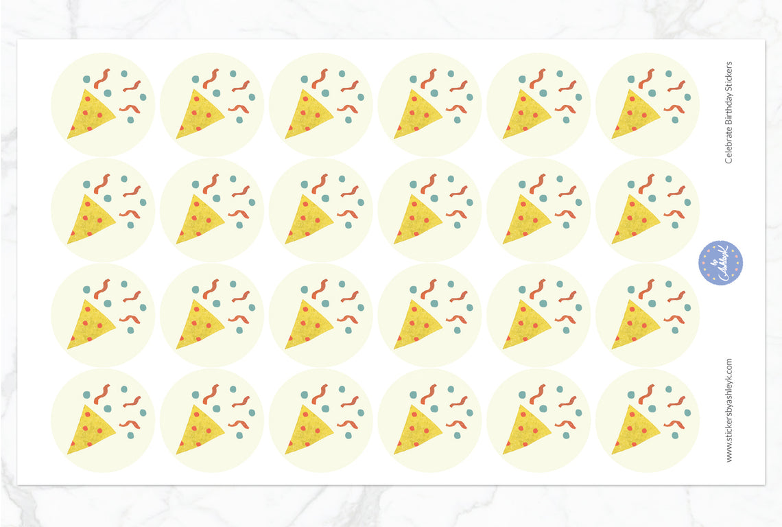Celebrate Birthday Packaging Round Stickers - 28 mm Diameter