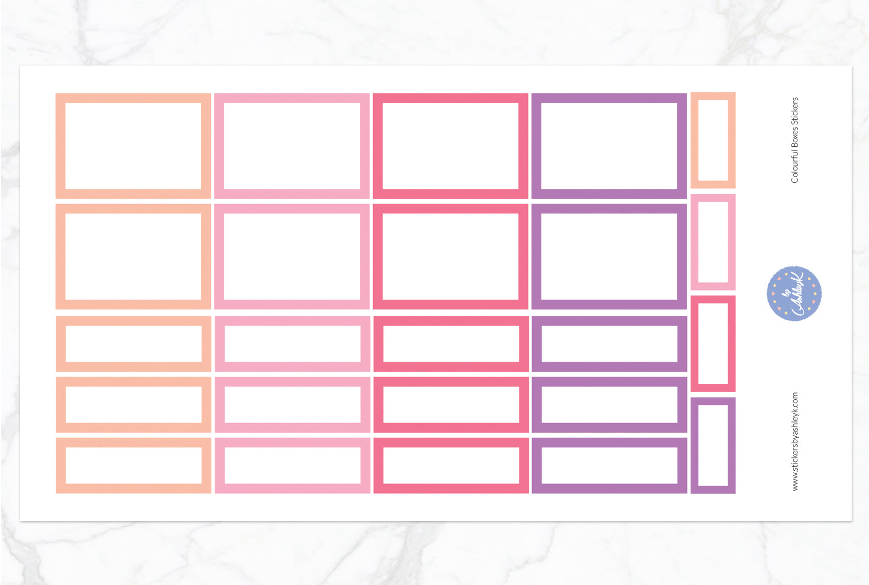 Colourful Boxes Stickers - Raspberry