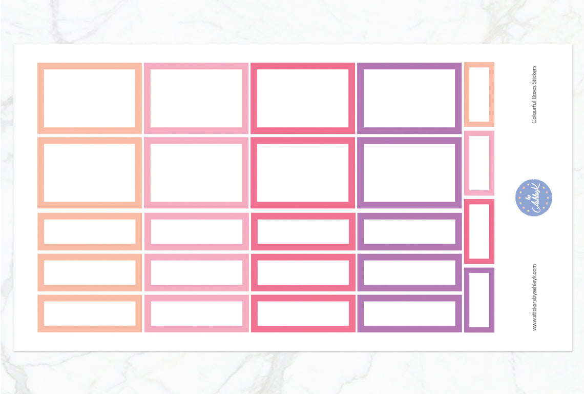 Colourful Boxes Stickers - Raspberry