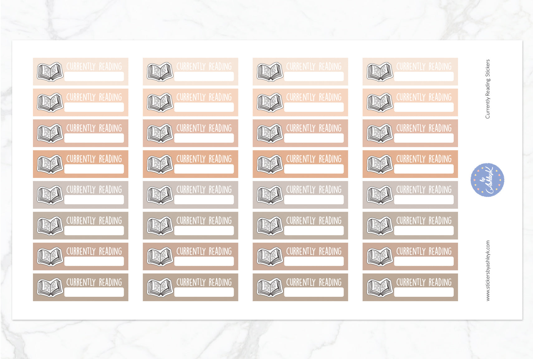 Currently Reading Stickers - Beige Neutral