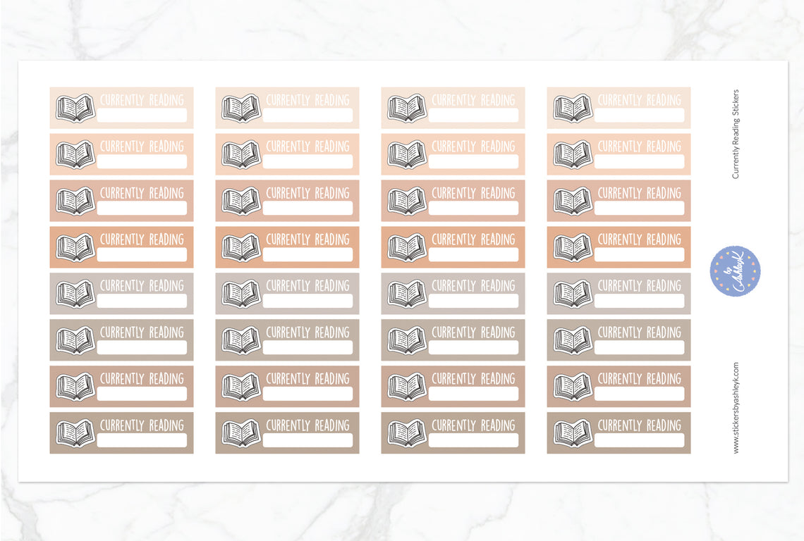 Currently Reading Stickers - Beige Neutral