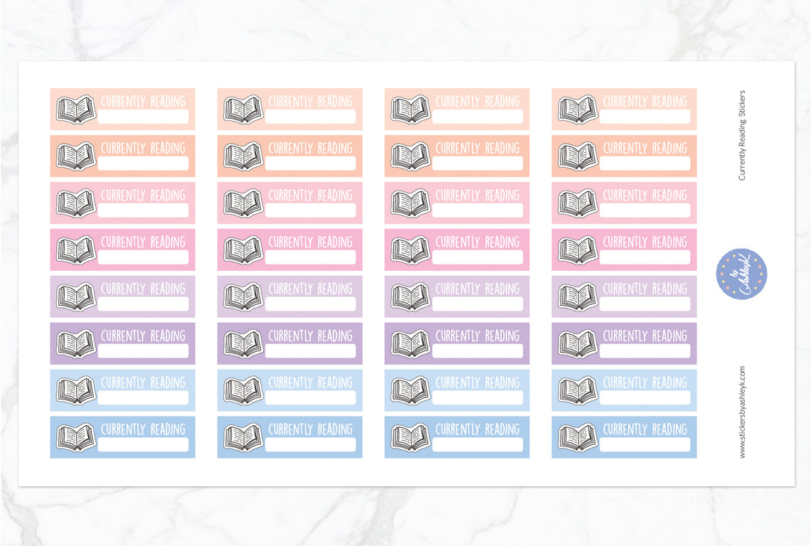 Currently Reading Stickers - Pastel Sunset