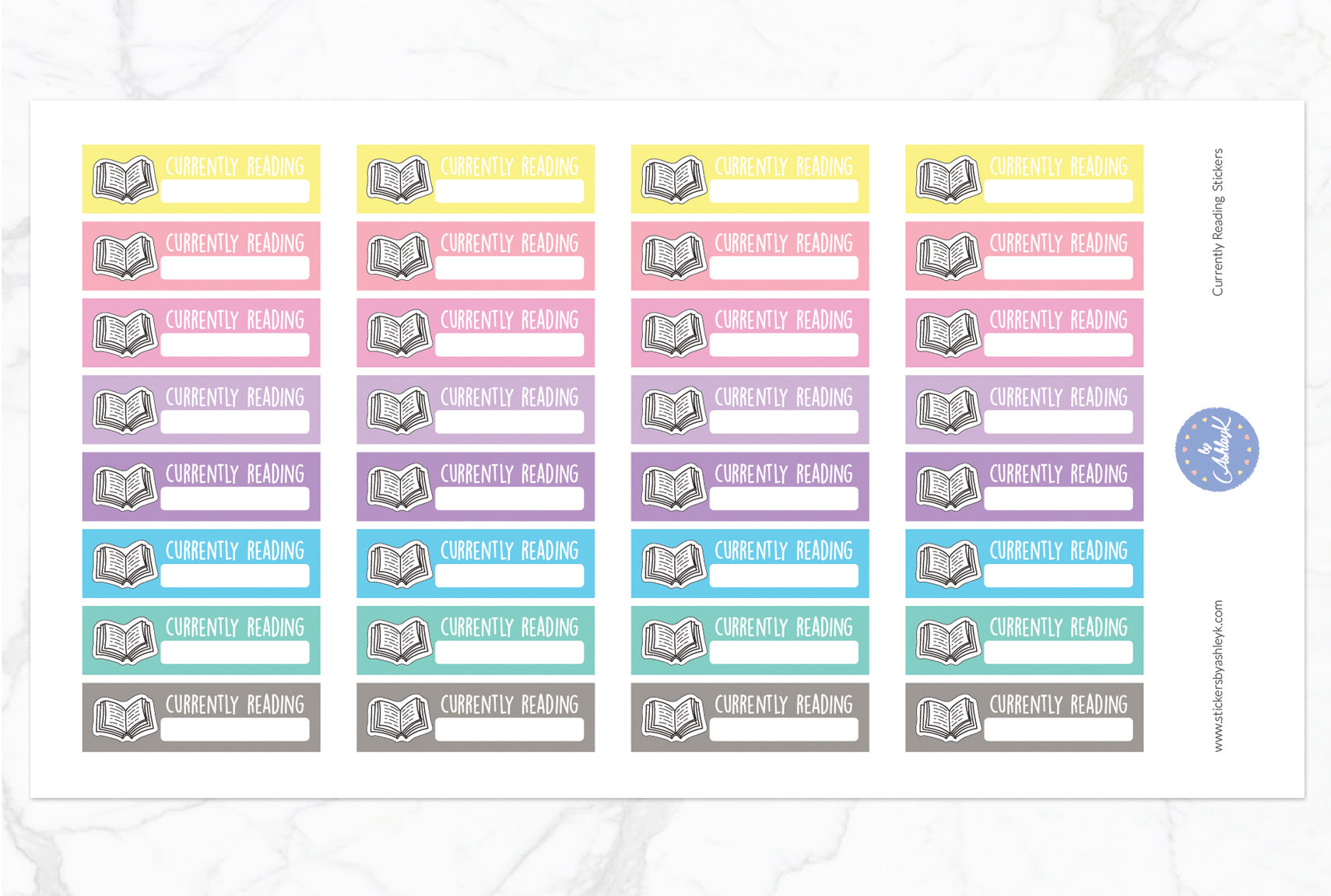 Currently Reading Stickers - Pastel
