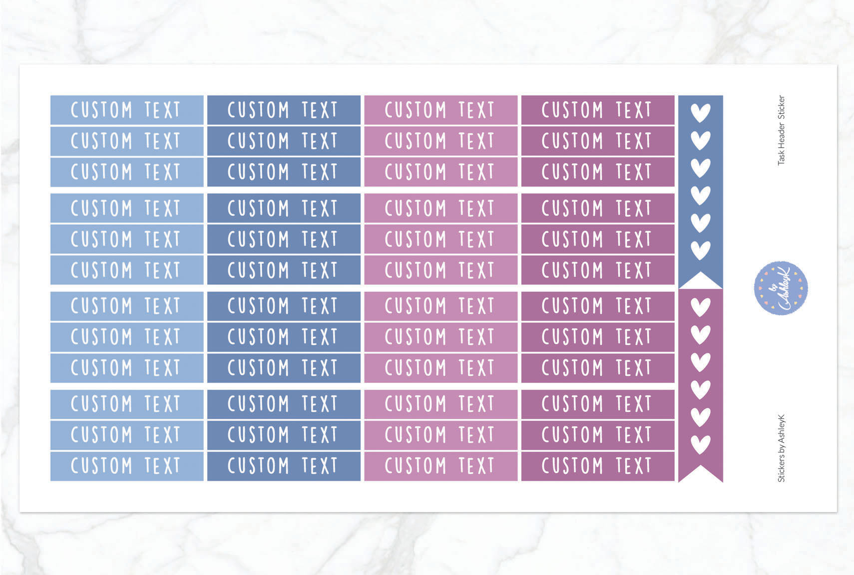 Custom Header Planner Stickers - Blueberry