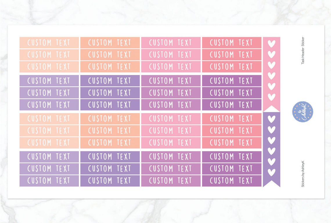 Custom Header Planner Stickers - Raspberry