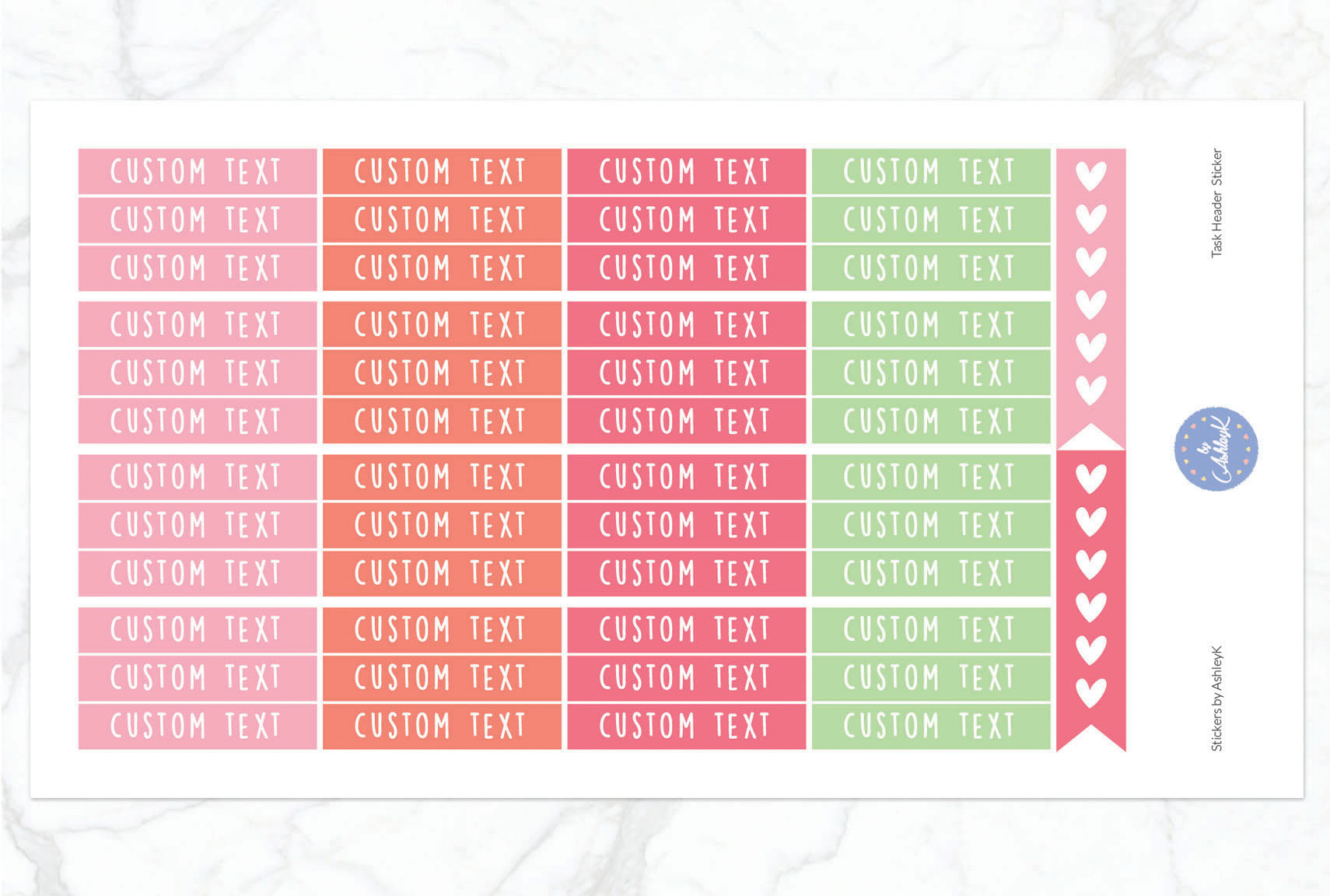 Custom Header Planner Stickers - Strawberry
