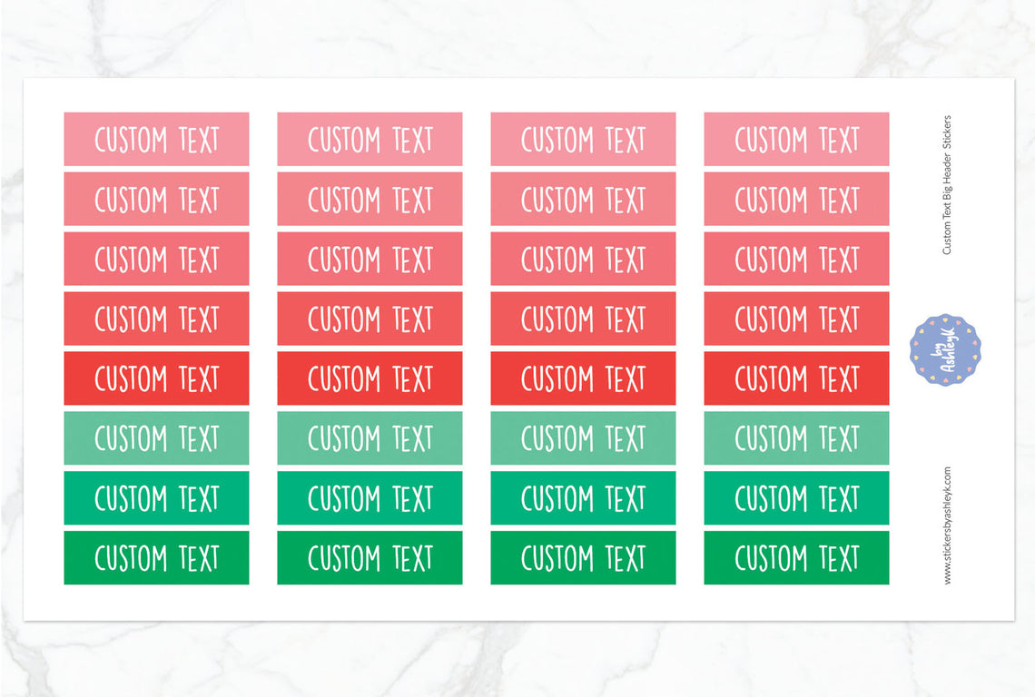Custom Text Big Header Planner Stickers - Watermelon