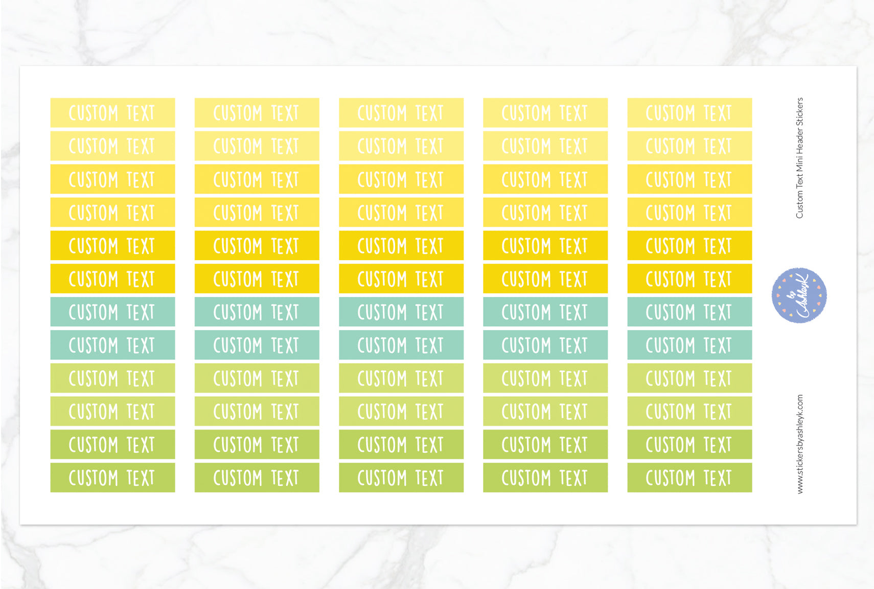 Custom Text Mini Header Stickers - Lemon&Lime
