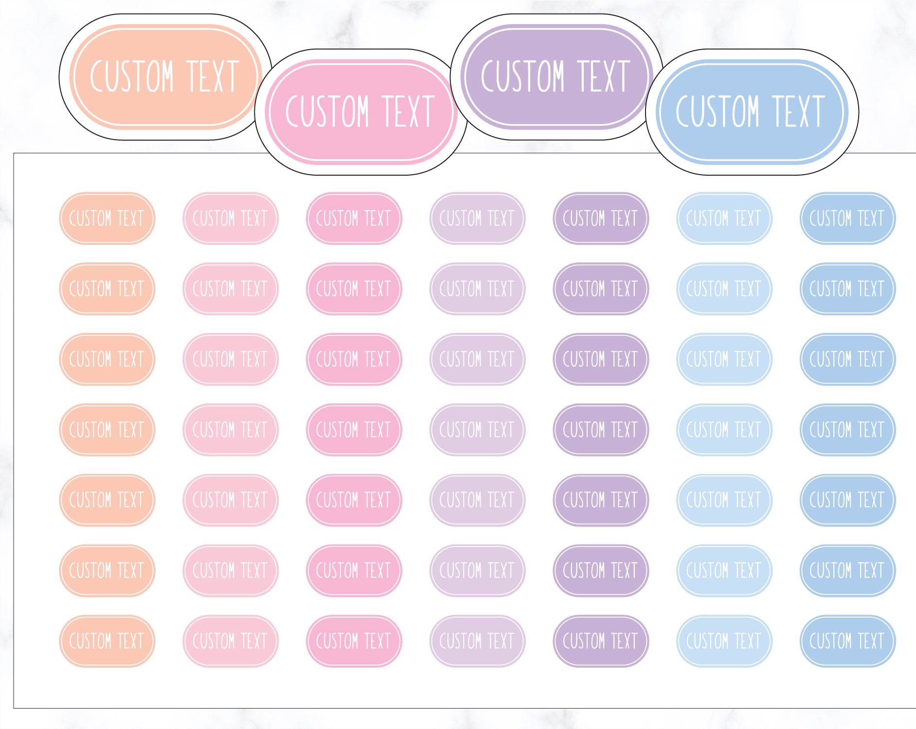 Custom Text Mini Rounded Label Planner Stickers