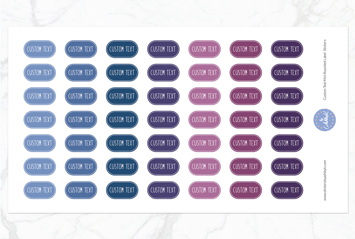 Custom Text Mini Rounded Label Planner Stickers - Blueberry
