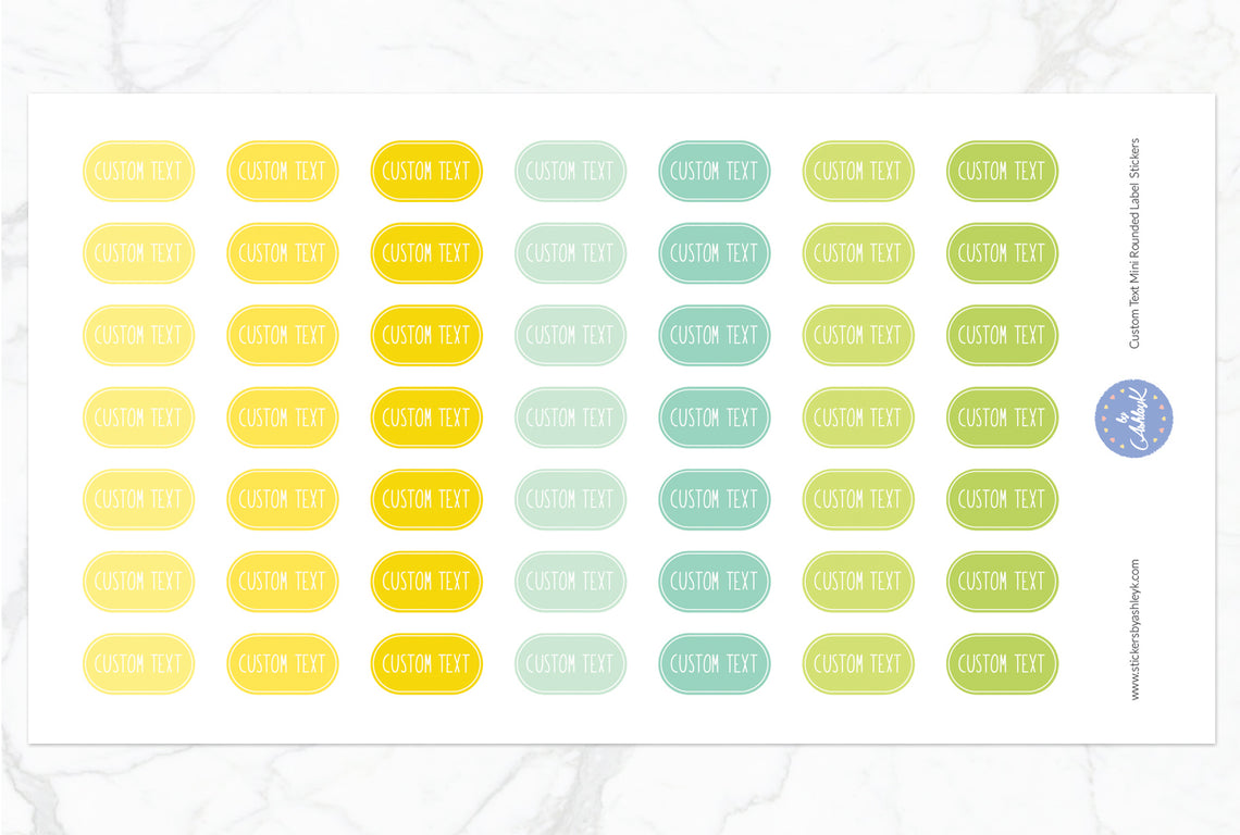 Custom Text Mini Rounded Label Planner Stickers - Lemon&Lime