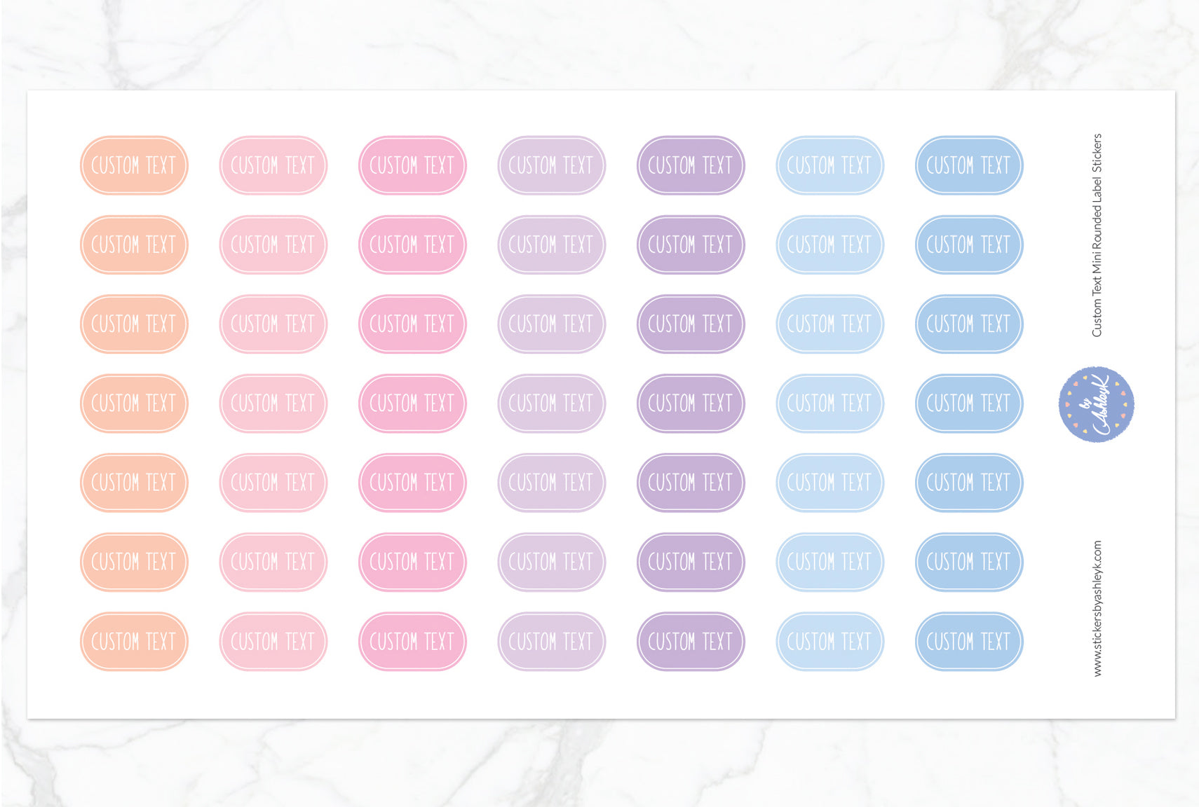 Custom Text Mini Rounded Label Planner Stickers - Pastel Sunset