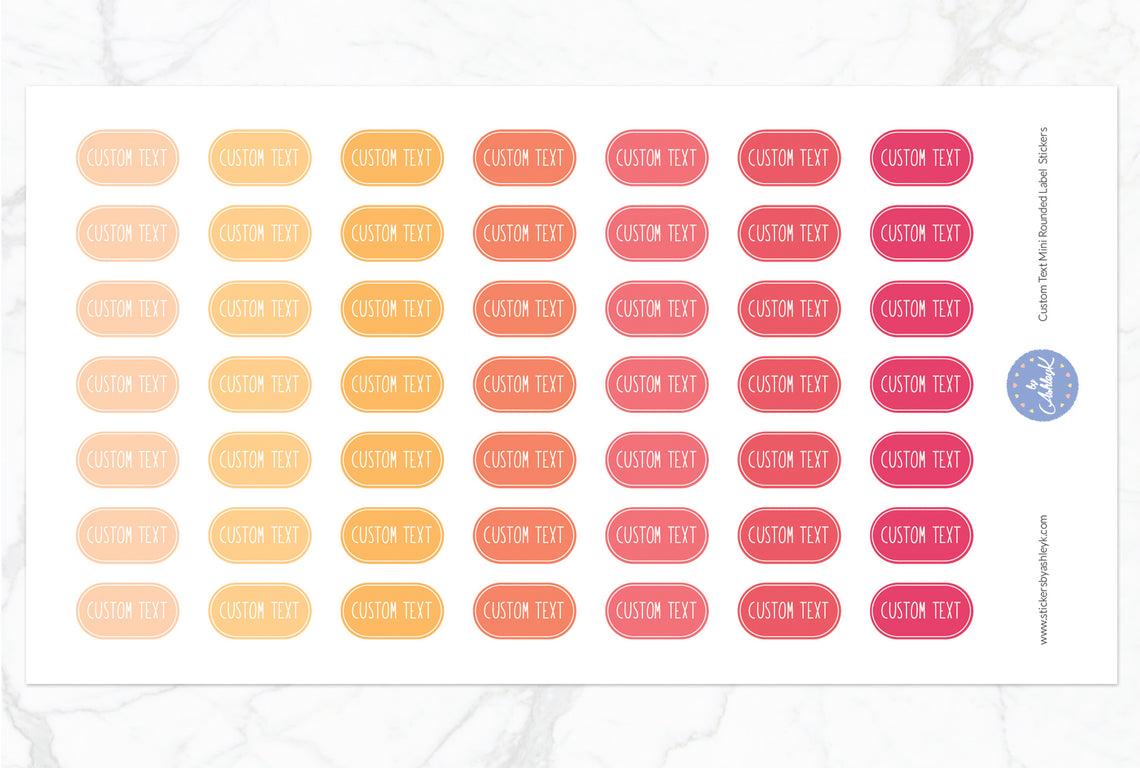 Custom Text Mini Rounded Label Planner Stickers - Peach