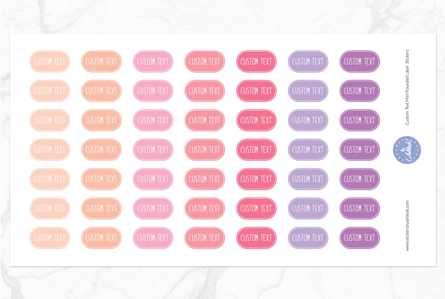 Custom Text Mini Rounded Label Planner Stickers - Raspberry