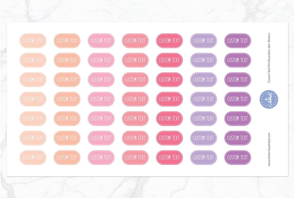 Custom Text Mini Rounded Label Planner Stickers - Raspberry