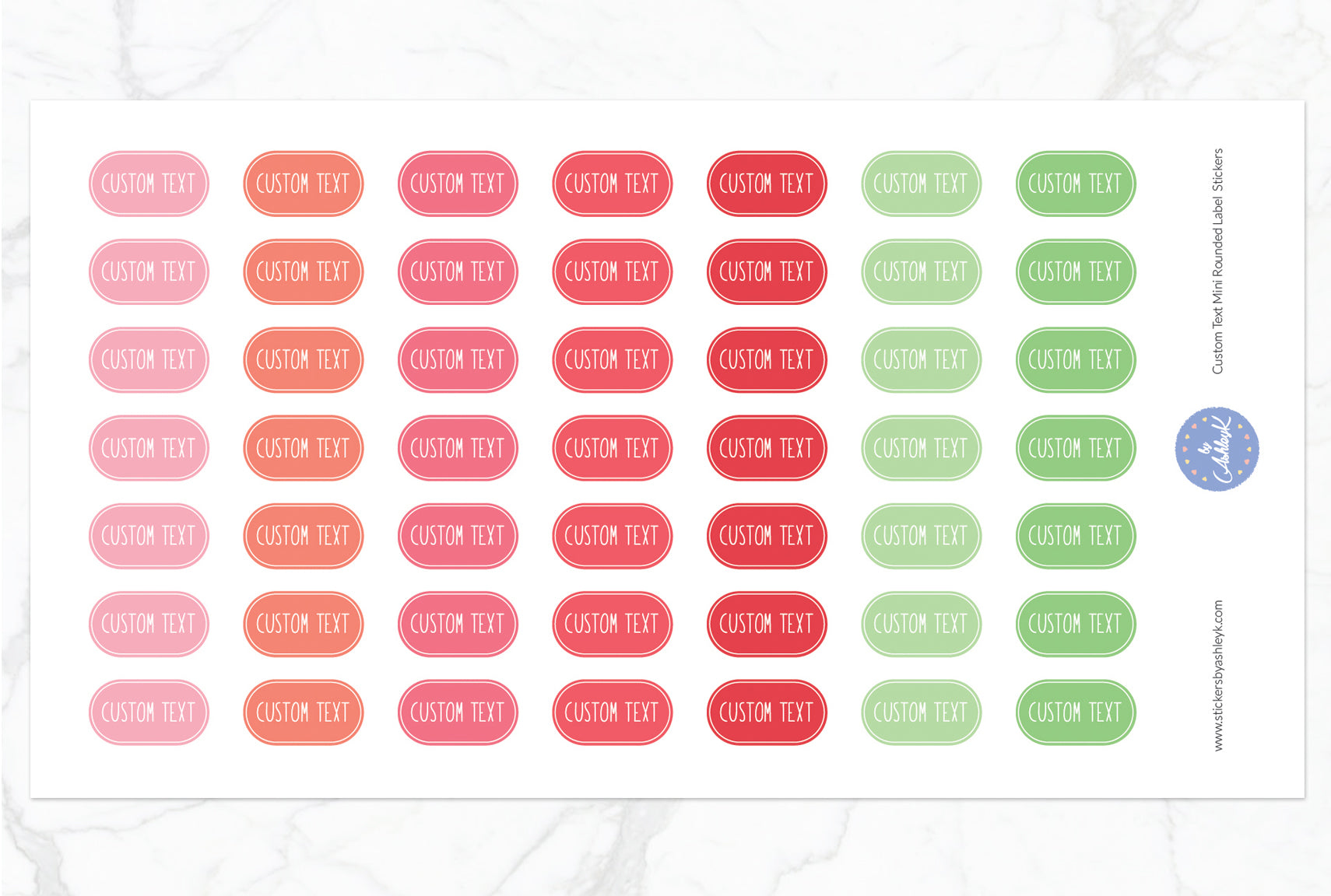 Custom Text Mini Rounded Label Planner Stickers - Strawberry