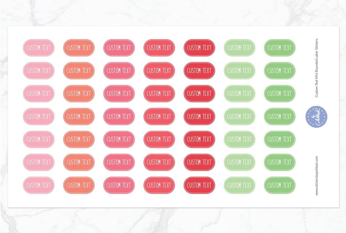 Custom Text Mini Rounded Label Planner Stickers - Strawberry