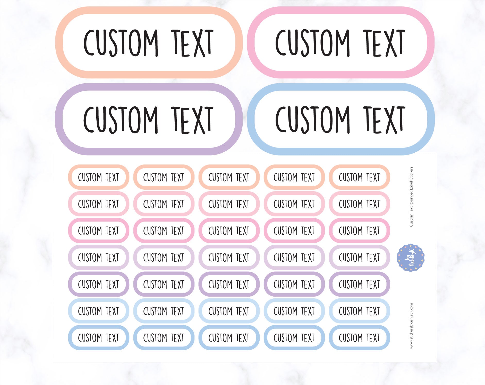 Custom Text Rounded Label Planner Stickers