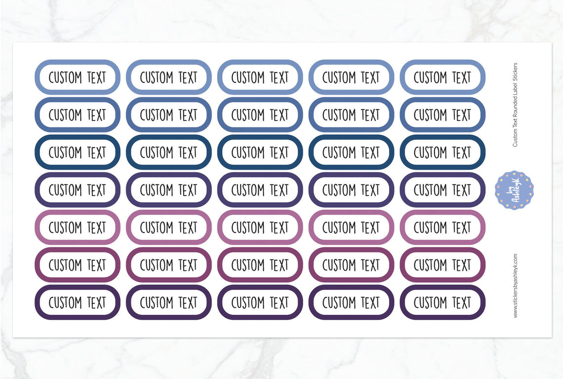 Custom Text Rounded Label Planner Stickers - Blueberry