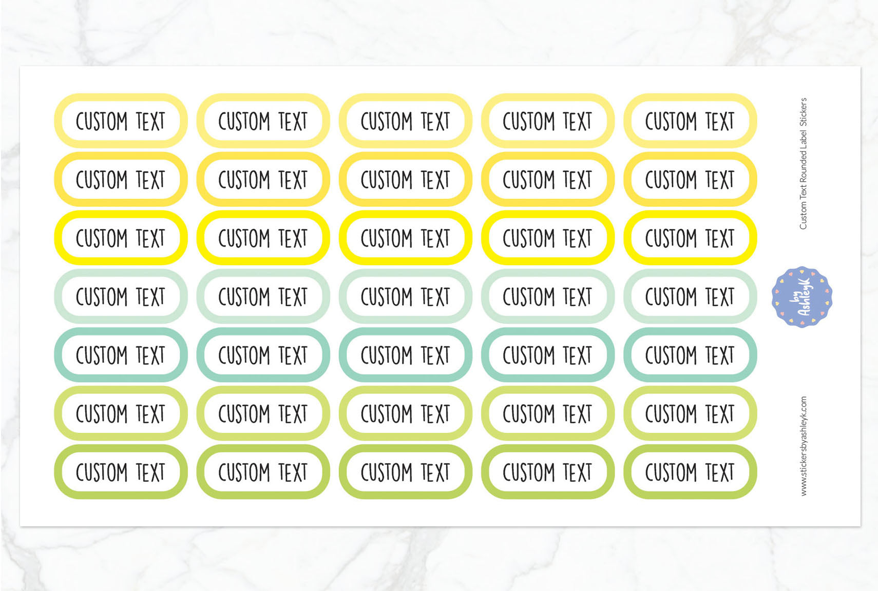 Custom Text Rounded Label Planner Stickers - Lemon&Lime
