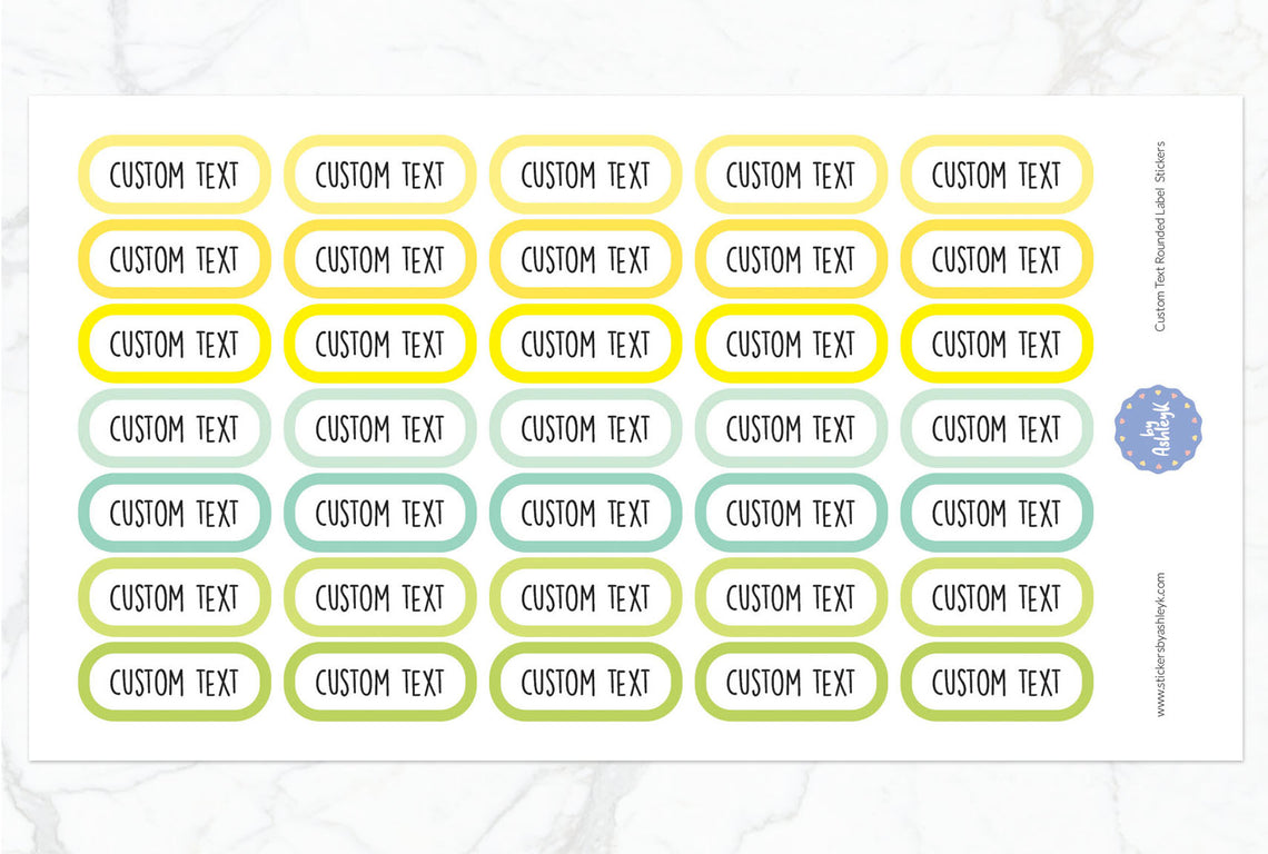 Custom Text Rounded Label Planner Stickers - Lemon&Lime
