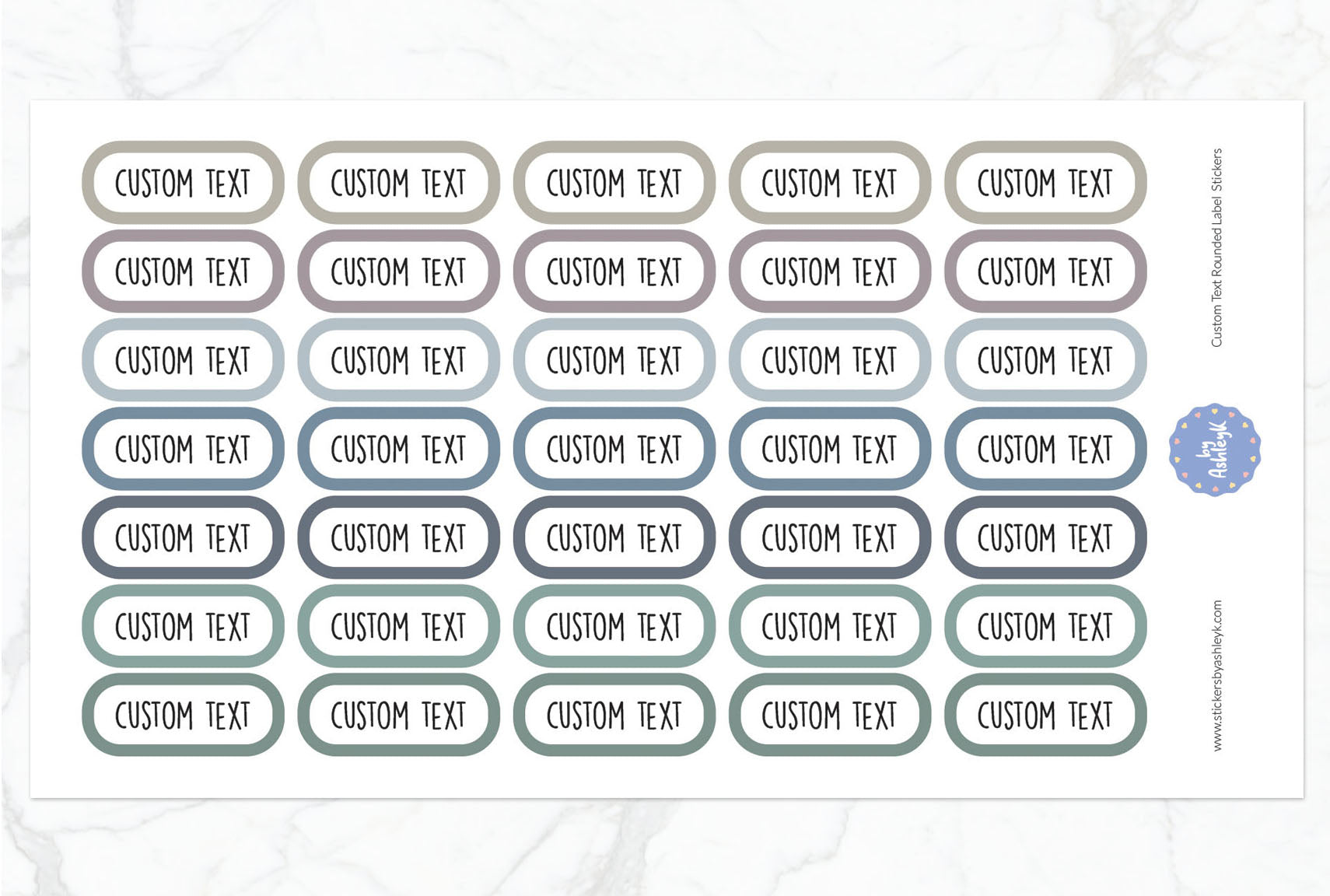 Custom Text Rounded Label Planner Stickers - Modern Neutral