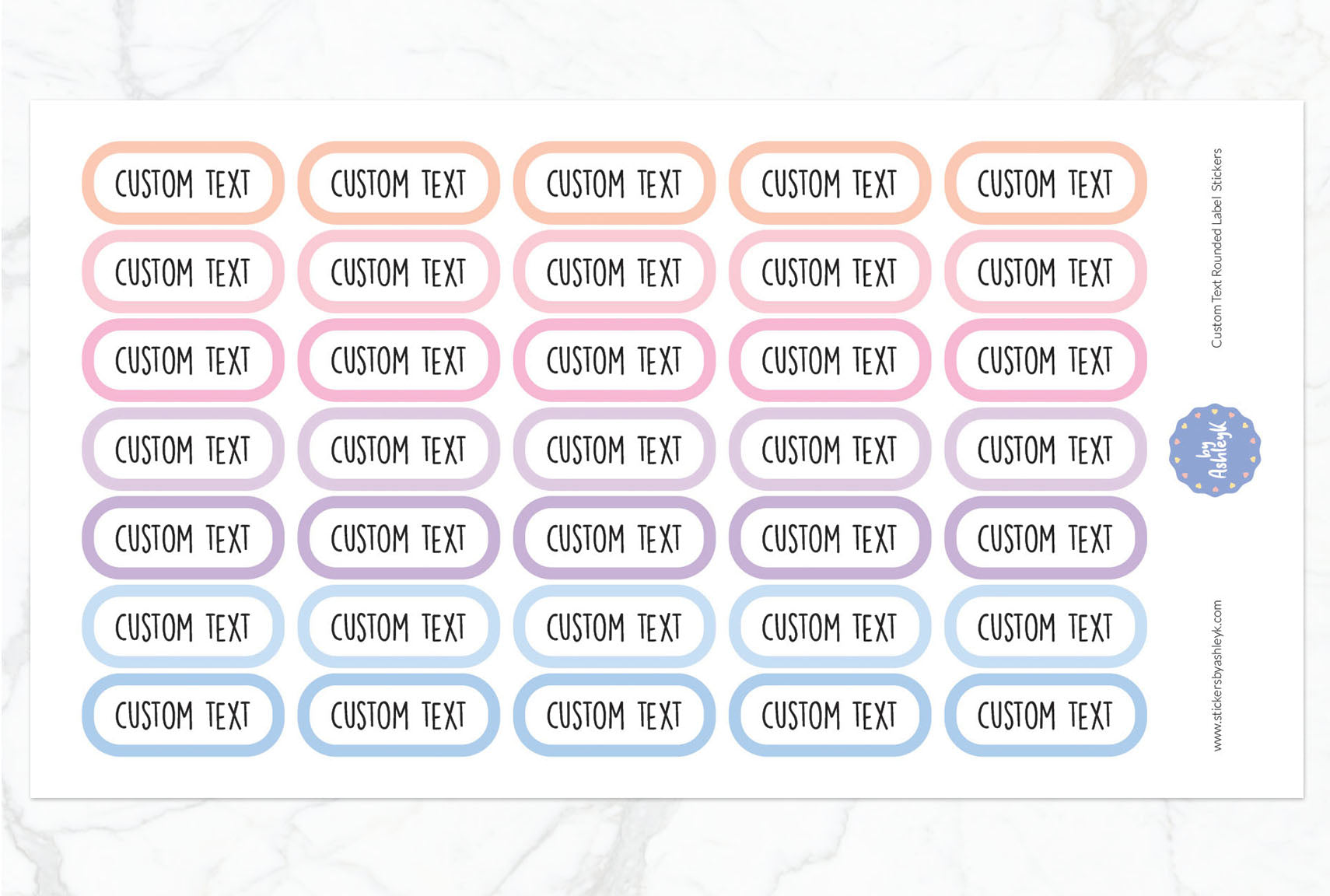 Custom Text Rounded Label Planner Stickers - Pastel Sunset