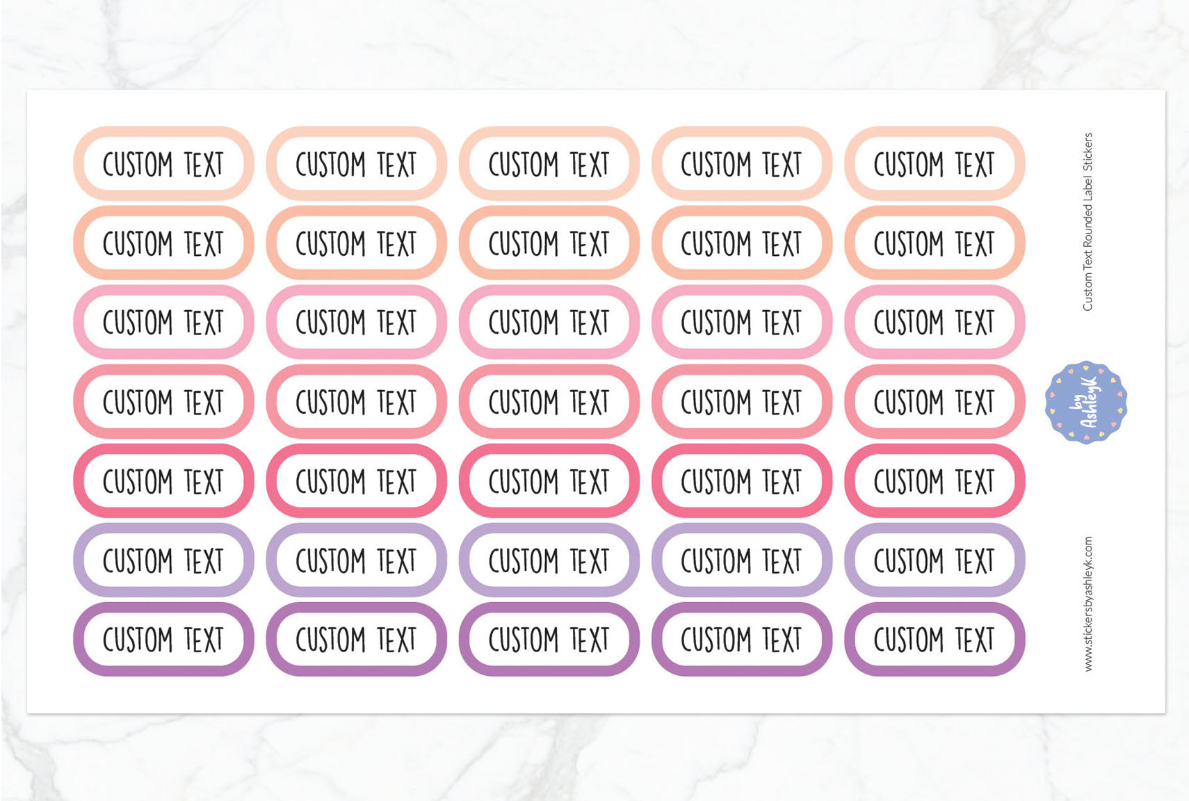 Custom Text Rounded Label Planner Stickers - Raspberry
