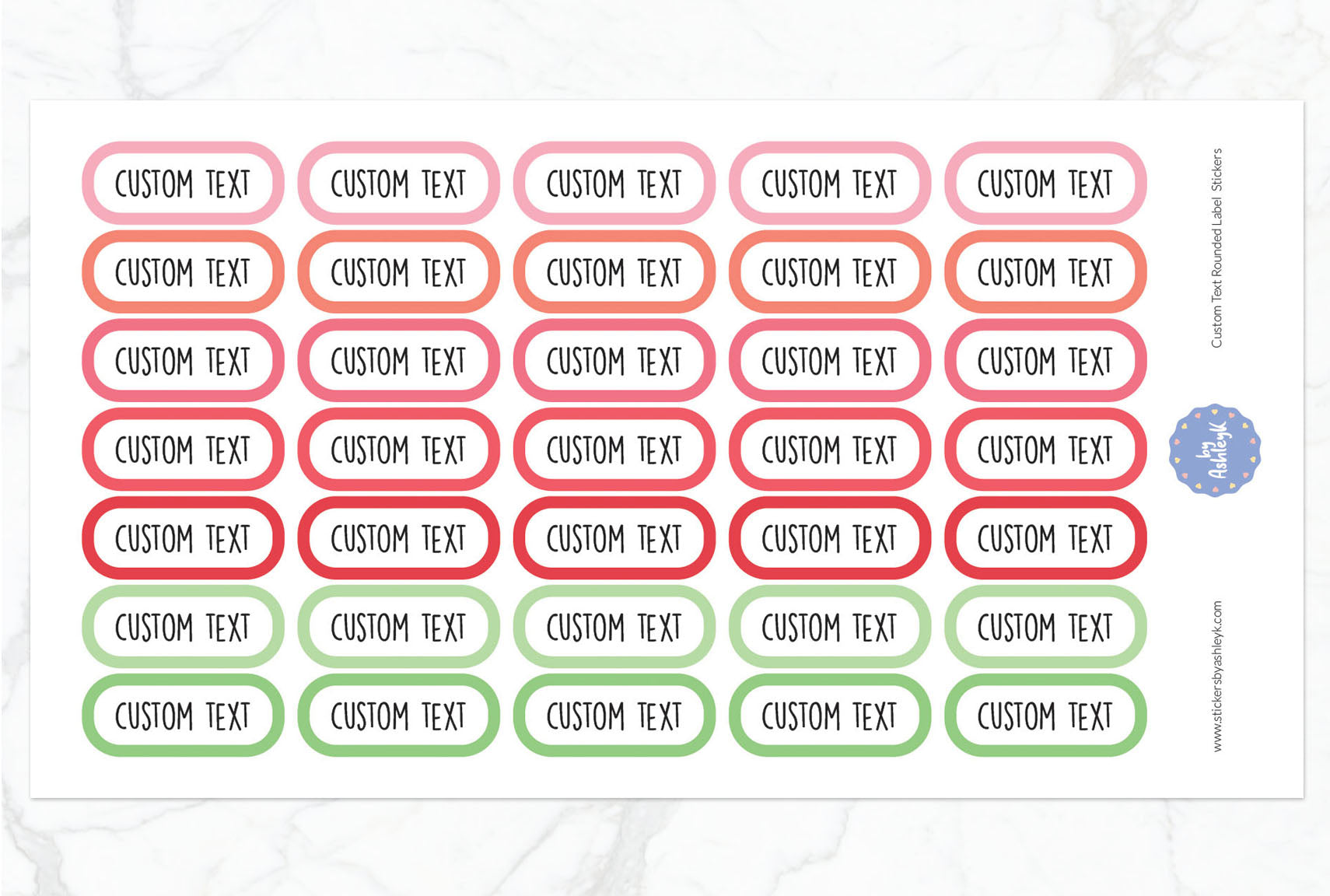Custom Text Rounded Label Planner Stickers - Strawberry