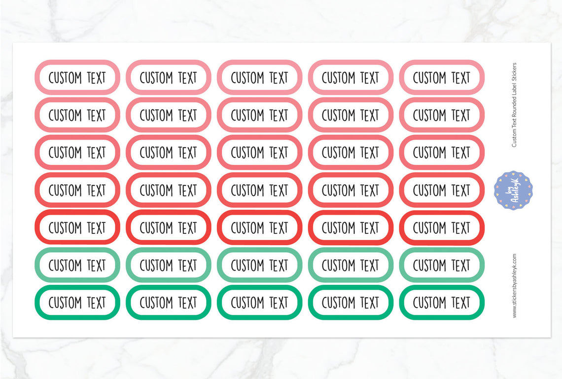 Custom Text Rounded Label Planner Stickers - Watermelon