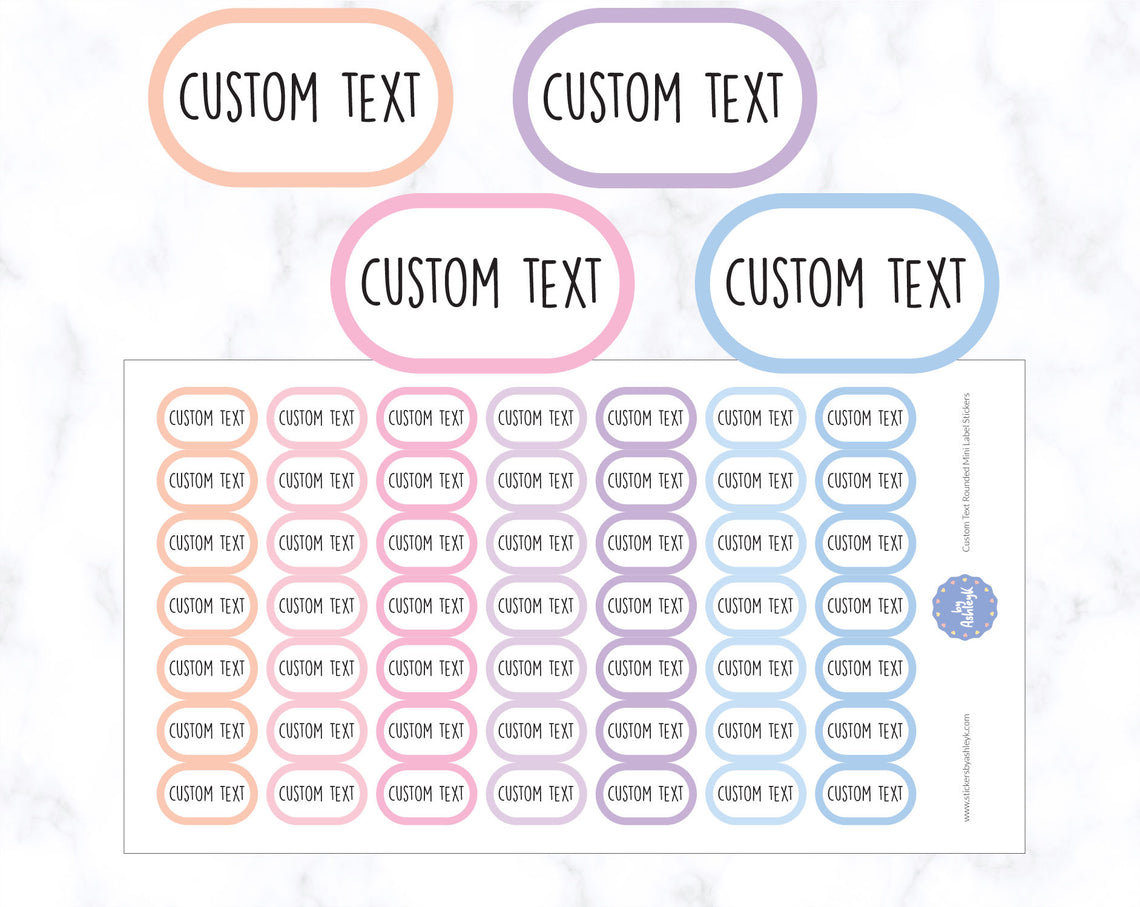 Custom Text Rounded Mini Label Planner Stickers