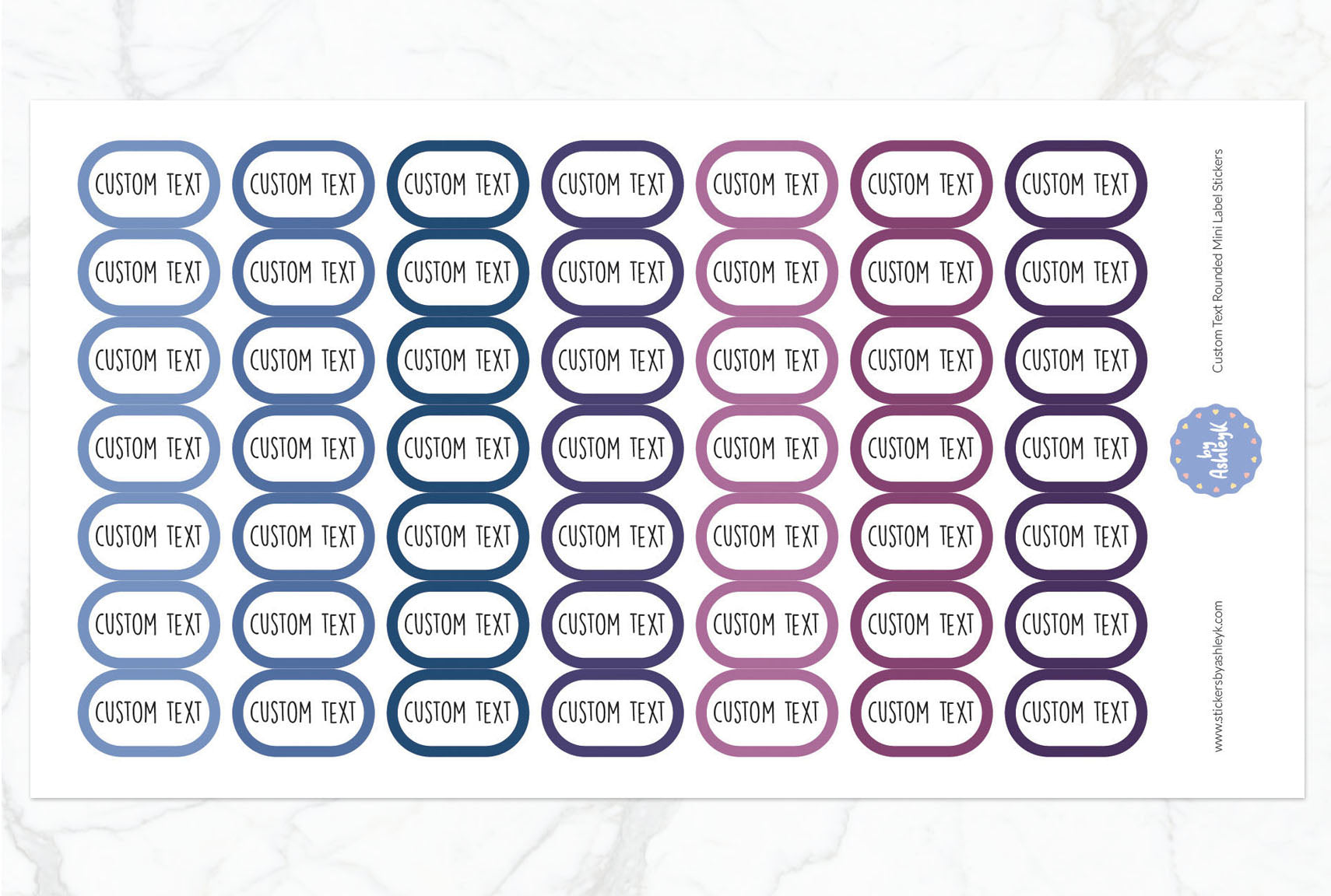 Custom Text Rounded Mini Label Planner Stickers - Blueberry