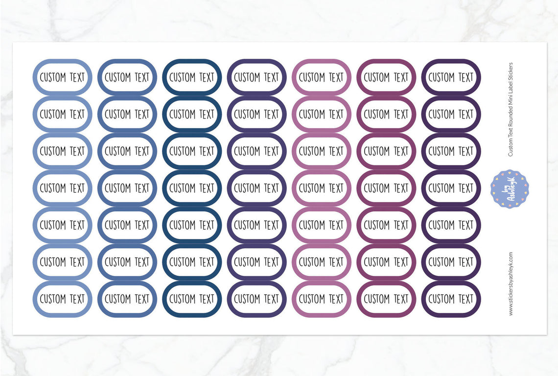 Custom Text Rounded Mini Label Planner Stickers - Blueberry