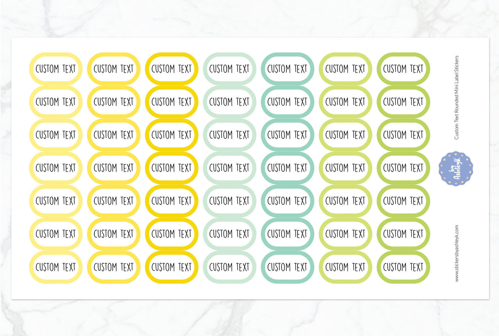 Custom Text Rounded Mini Label Planner Stickers - Lemon&Lime