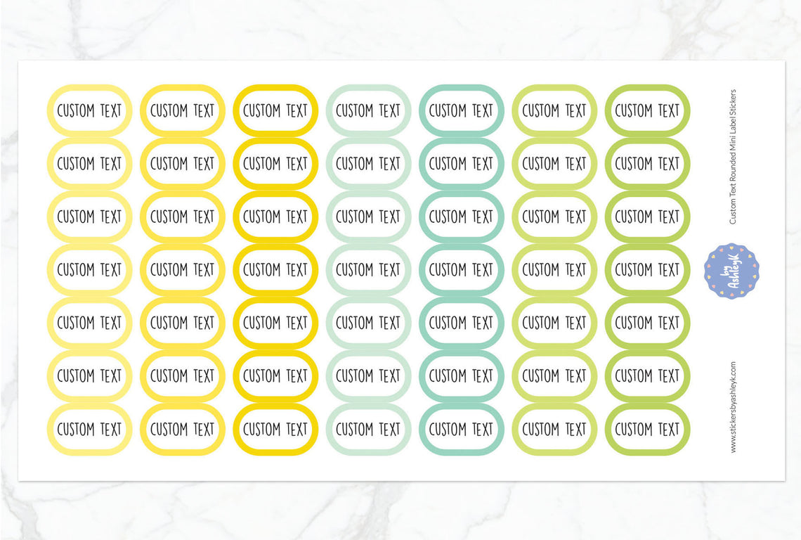 Custom Text Rounded Mini Label Planner Stickers - Lemon&Lime
