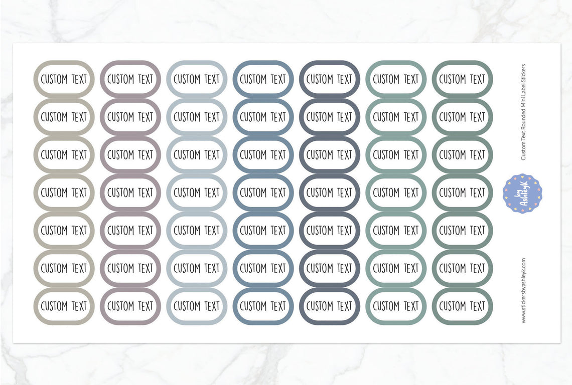 Custom Text Rounded Mini Label Planner Stickers - Modern Neutral