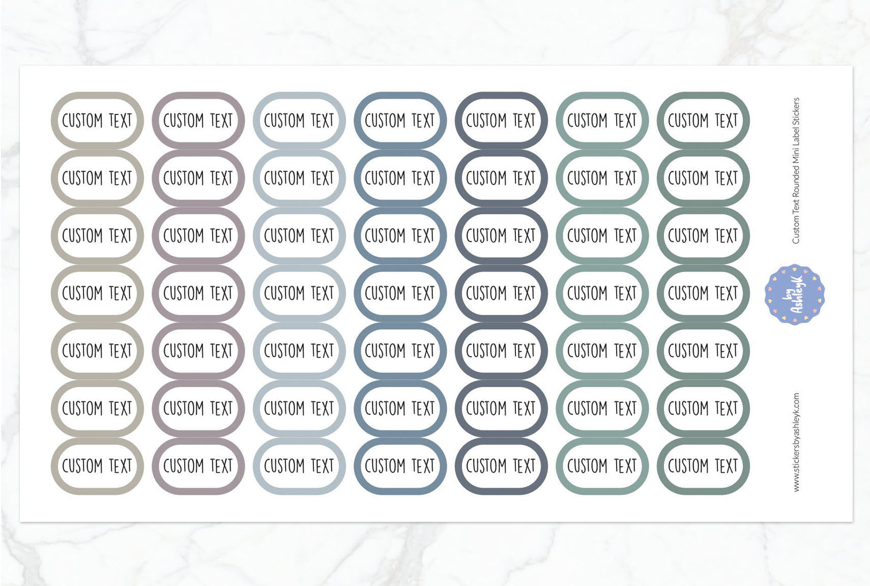 Custom Text Rounded Mini Label Planner Stickers - Modern Neutral