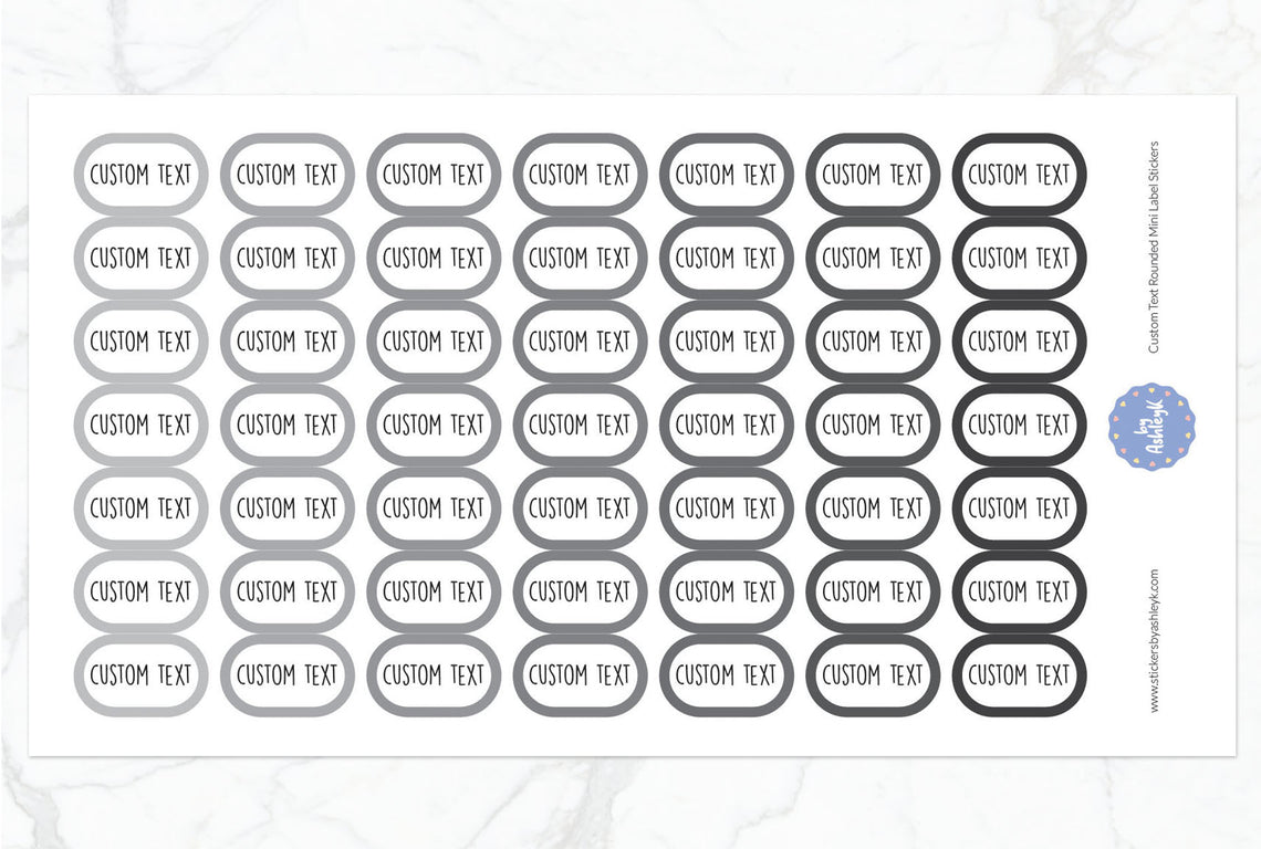 Custom Text Rounded Mini Label Planner Stickers - Monochrome