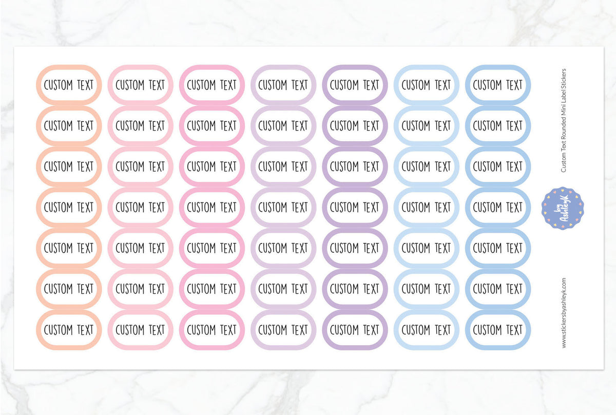 Custom Text Rounded Mini Label Planner Stickers – Stickers by AshleyK