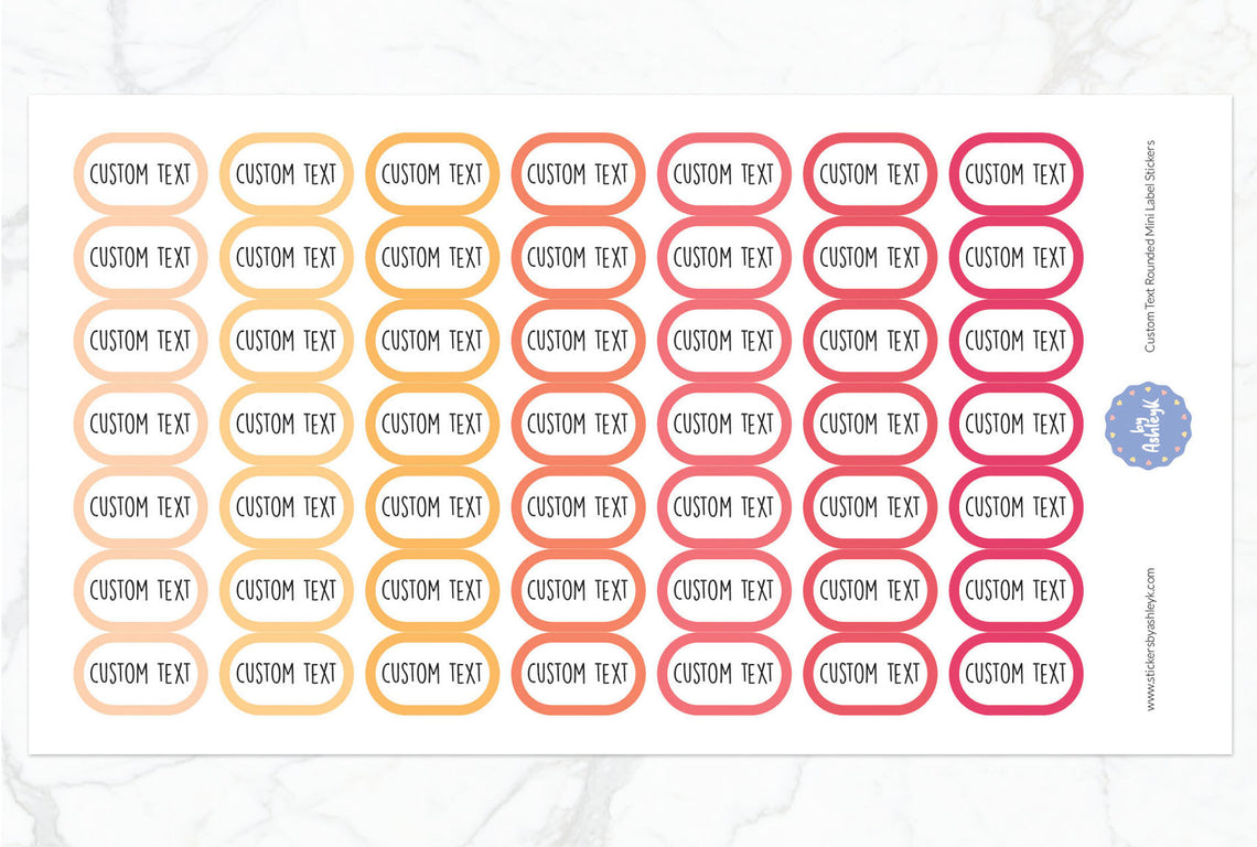Custom Text Rounded Mini Label Planner Stickers - Peach