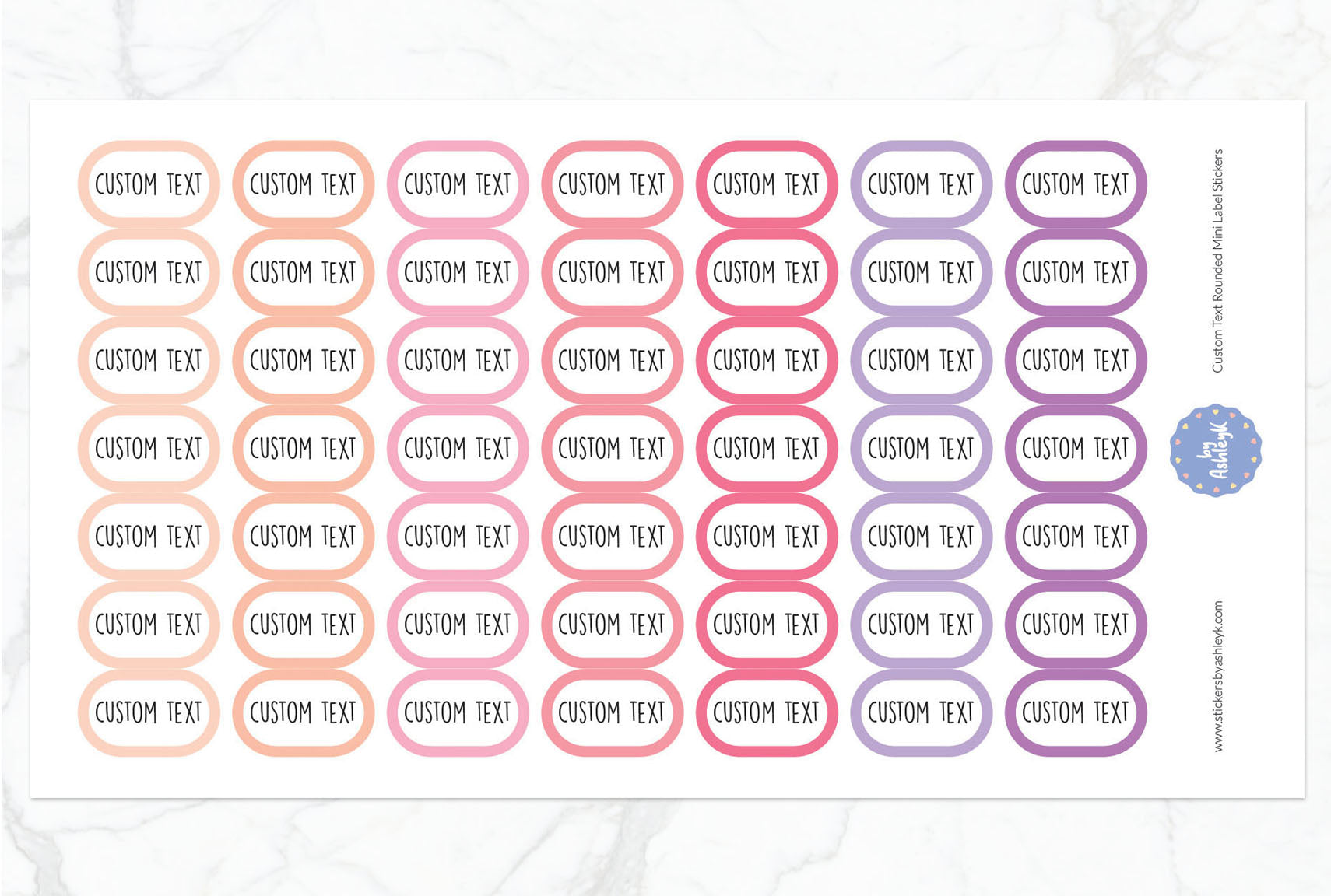 Custom Text Rounded Mini Label Planner Stickers - Raspberry