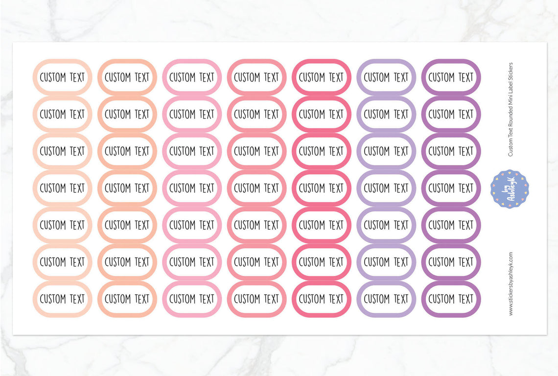 Custom Text Rounded Mini Label Planner Stickers - Raspberry