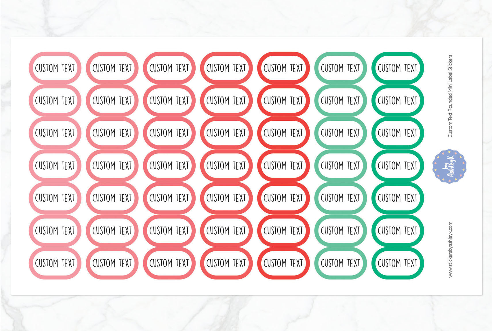 Custom Text Rounded Mini Label Planner Stickers - Watermelon