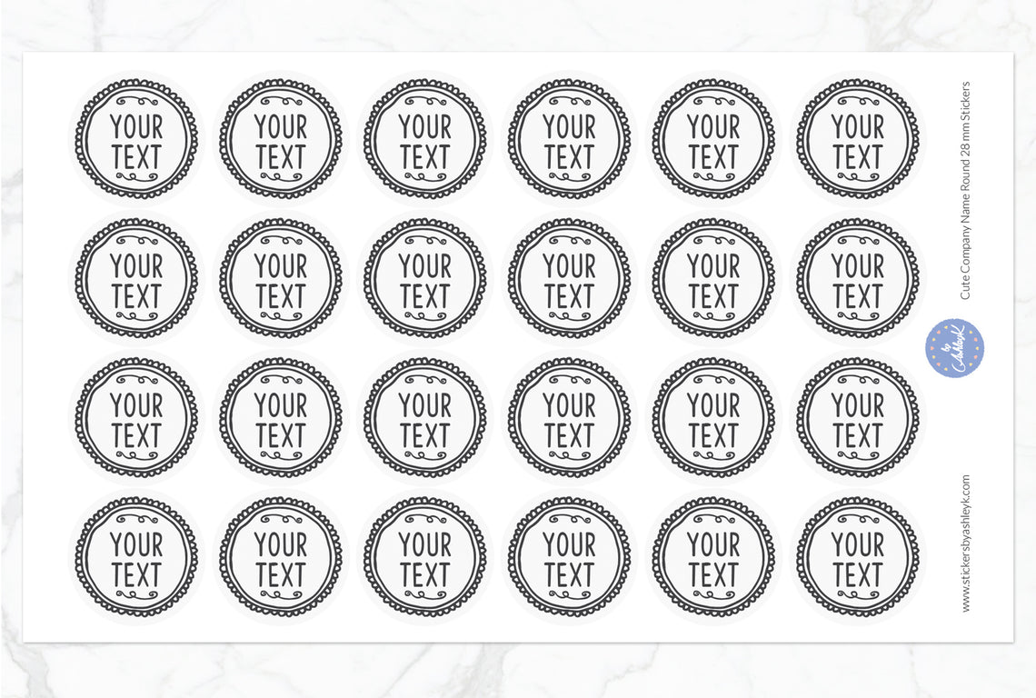 Cute Company Name Round Stickers - 28 mm Diameter