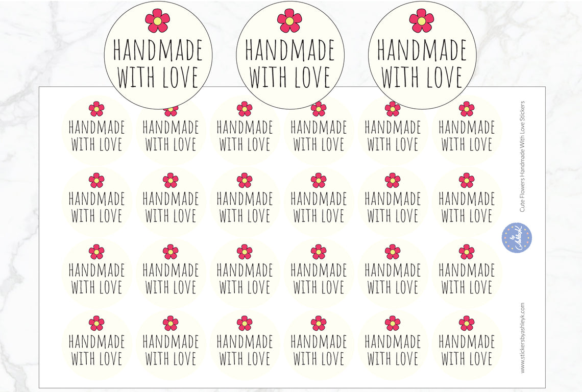 Cute Flower Handmade With Love Stickers