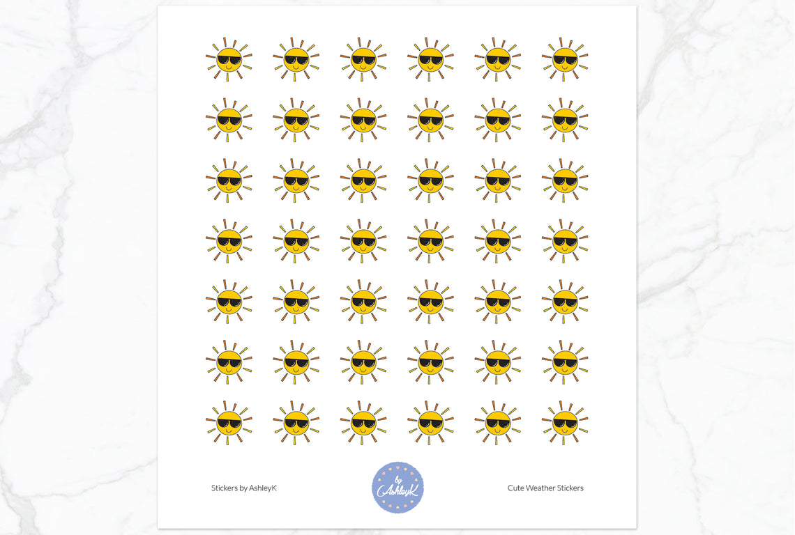 Sunny Cute Weather Planner Stickers