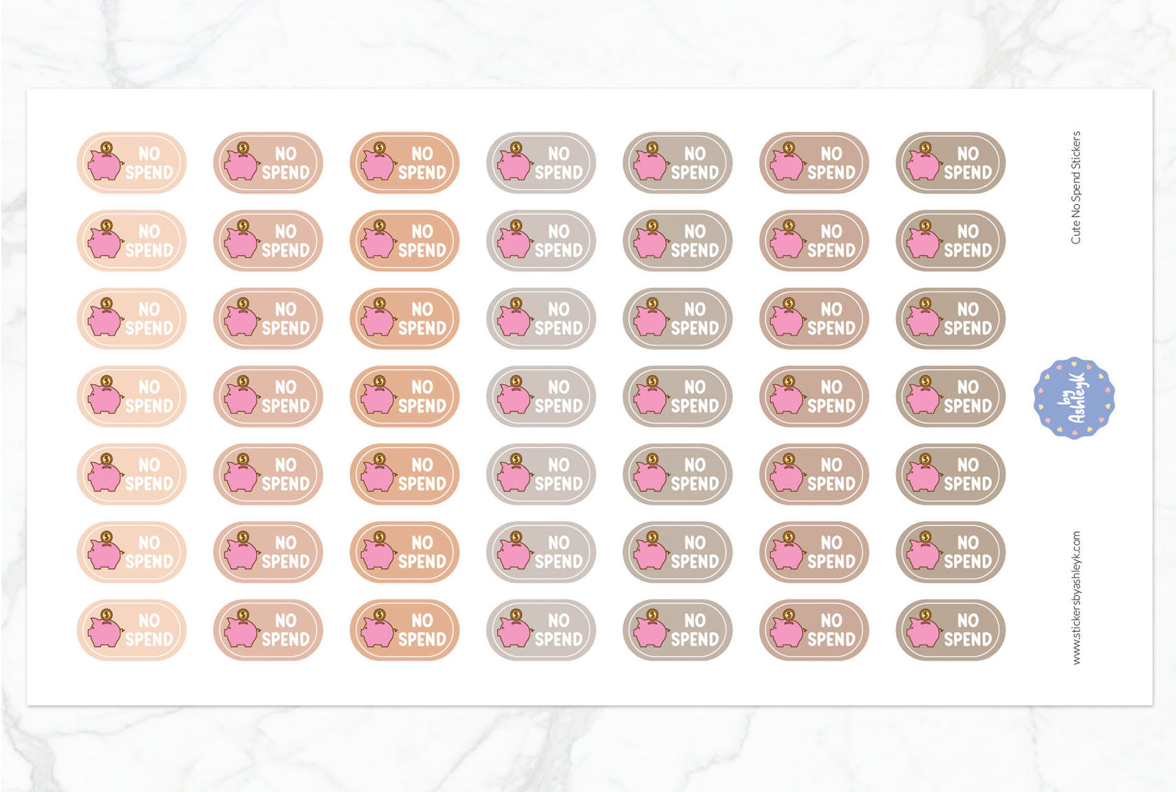 Cute No Spend Planner Stickers - Beige Neutral