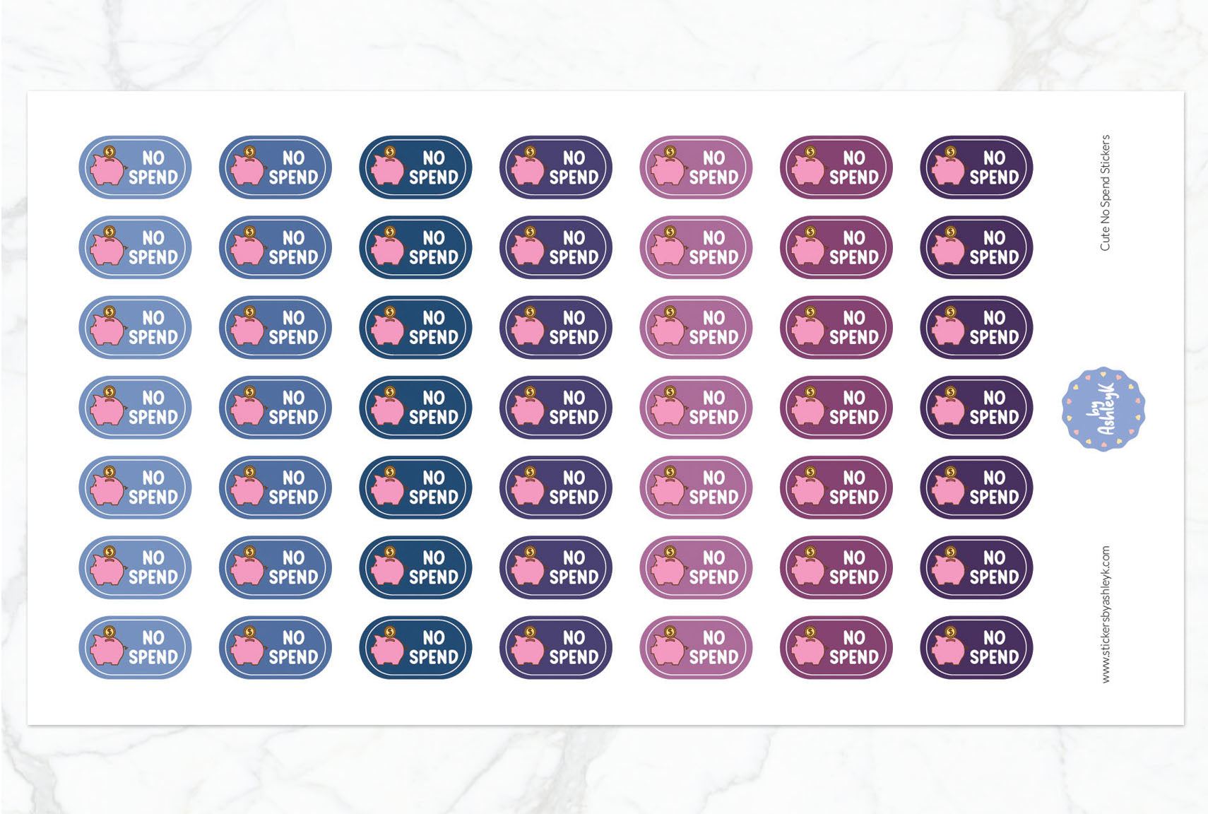 Cute No Spend Planner Stickers - Blueberry
